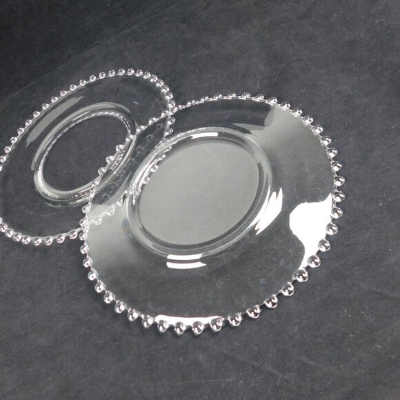 Lot Of 2 Imperial Candlewick Clear Glass Salad Plate 8 1/8" Round Bead Vintage - Picture 5 of 7